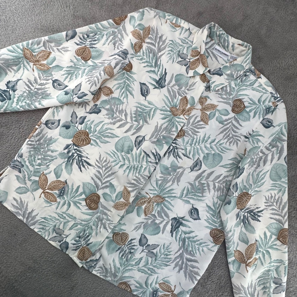Alfred Dunner Women's Size 14 Button Up Shirt Long Sleeve Floral Botanical Print